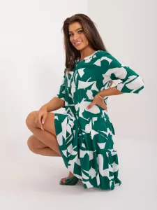Zelené letné šaty s potlačou a výstrihom do V - XL