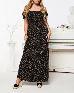 Čierne dámske kvetinové midi šaty - Oblečenie #6647450