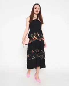 Čierne kvetinové šaty PLUS SIZE - Oblečenie