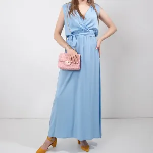 Dámske modré maxi šaty - Oblečenie