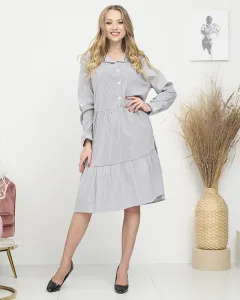 Dámske pruhované šaty v sivej farbe PLUS SIZE- Oblečenie #4086990