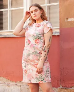 Dámske ružové jednoduché kvetinové šaty - Oblečenie