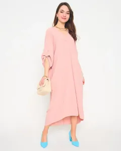 Ružové dámske oversize midi šaty - Oblečenie