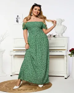 Zelené dámske kvetované maxi šaty - Oblečenie #6647413