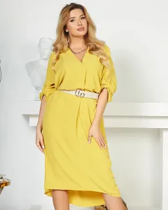 Žlté dámske oversize midi šaty - Oblečenie
