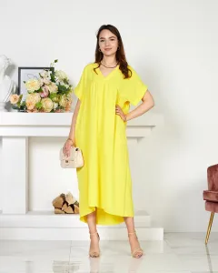 Žlté dámske plážové šaty, dĺžka midi - Oblečenie