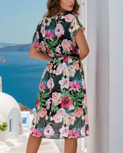 Royalfashion Dámske kvetinové šaty po kolená
