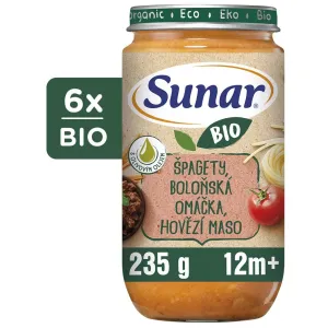 Sunar BIO príkrm špagety, boloňská omáčka, hovädzie mäso 12 m+, 6× 235 g