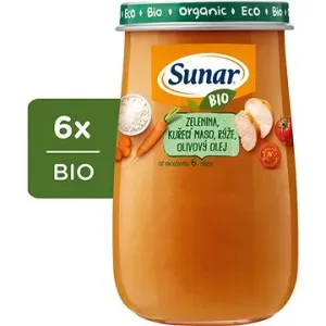 Sunar BIO príkrm zelenina, kuracie mäso, ryža, olivový olej 6× 190 g