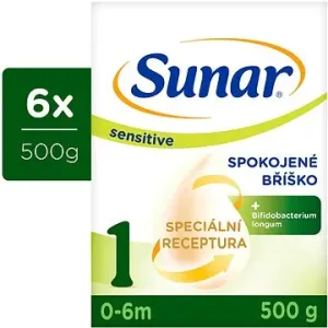 Sunar Sensitive 1 počiatočné dojčenské mlieko, 6× 500 g