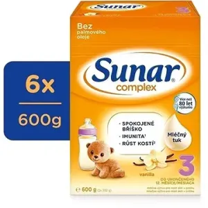 Sunar Complex 3 batoľacie mlieko vanilka, 6× 600 g