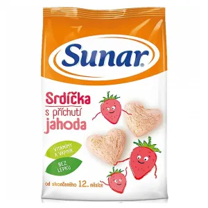 Sunar Detský snack Srdiečka s príchuťou jahoda (od ukonč. 12. mesiaca) 1x50 g