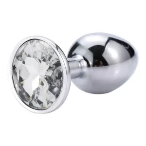 Sunfo - kovové análne dildo s kameňom (strieborno-biele) #8167097