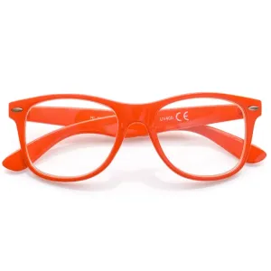 Oranžové číre imidžové okuliare Wayfarer