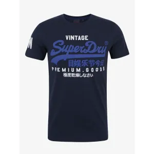 Tmavomodré pánske tričko s potlačou Superdry