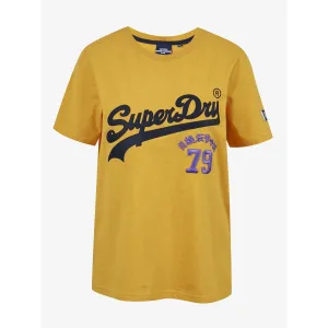 Žlté dámske tričko s potlačou Superdry