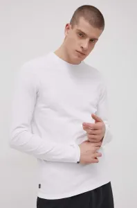 Bavlnené tričko s dlhým rukávom Superdry biela farba, jednofarebné #8721267
