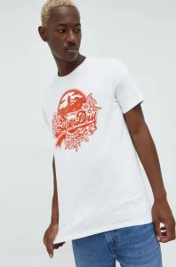 Bavlnené tričko Superdry biela farba, vzorované