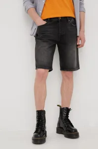 Rifľové krátke nohavice Superdry pánske, čierna farba, #7520227
