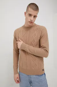 Vlnený sveter Superdry pánsky, béžová farba,