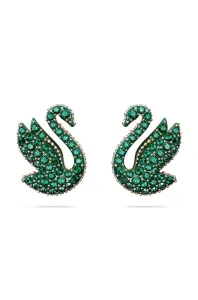 Swarovski Luxusné náušnice so zelenými kryštálmi Labuť Iconic Swan 5650063