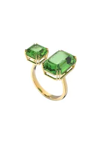 Swarovski Luxusný otvorený prsteň so zelenými kryštálmi Millenia 5619626 55 mm