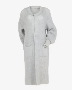 Dámsky svetlosivý sveter z mäkkého dlhého kardiganu – oblečenie