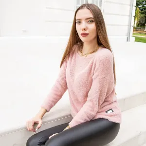 Klasický ružový nadmerný sveter- Oblečenie
