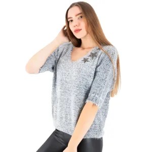 Sivý sveter s hviezdičkami - Oblečenie