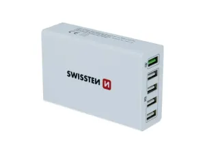 Rýchlonabíjačka Swissten Smart IC 50 W s podporou QuickCharge 3.0 a 5 USB konektormi, biela 22013306
