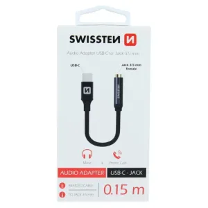 Audio adaptér Swissten USB-C/Jack (samica) 0,15 m, čierny 73501301
