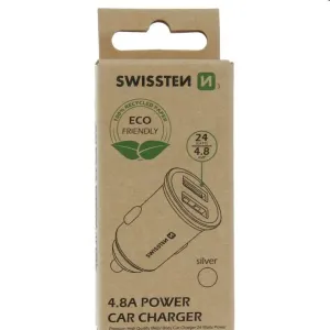 CL adaptér Swissten 2 x USB 4,8A, strieborná 20115100ECO