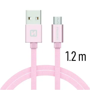 Dátový kábel Swissten textilný s Micro-USB konektorom a podporou rýchlonabíjania, ružovozlatý 71522205