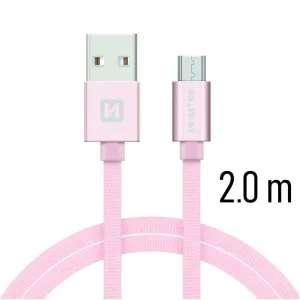 Dátový kábel Swissten textilný s Micro-USB konektorom a podporou rýchlonabíjania, ružovozlatý 71522305
