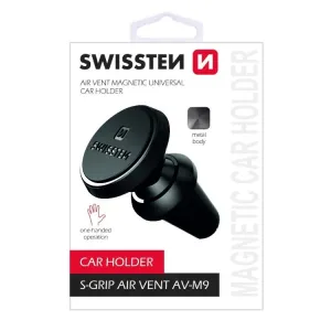Magnetický držiak mobilu(GPS) Swissten do auta, S-Grip AV-M9, čierny, kov, do ventilácie, čierna, mobil