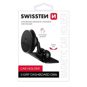 Magnetický držiak mobilu(GPS) Swissten do auta, S-Grip Dashboard DM6, čierny, kov, nalepovací, čierna, mobil