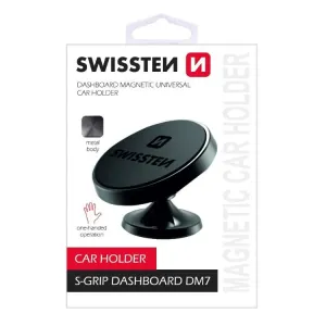 Magnetický držiak mobilu(GPS) Swissten do auta, S-Grip Dashboard DM7, čierny, kov, na palubnú dosku, čierna, mobil