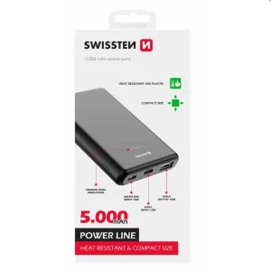 Swissten Power Line Power Bank 5000 mAh 20 W Power Delivery čierna