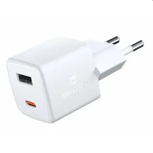 Swissten mini sieťový adaptér GaN 1× USB-C + 1× USB 30 W Power Delivery