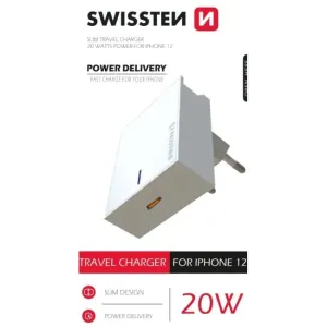 Rýchlonabíjačka Swissten Power Delivery 20 W s 1x USB-C pre iPhone 12, biela 22050600