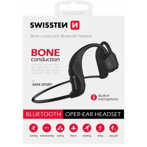 Swissten Bluetooth slúchadlá Bone Conduction, čierne
