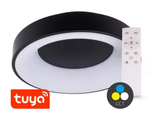 T-LED SMART TUYA Čierne LED stropné svietidlo guľaté 480mm 48W CCT s DO 105556