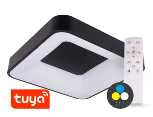 T-LED SMART TUYA Čierne LED stropné svietidlo hranaté 500x500mm 48W CCT s DO 105562