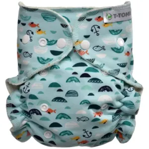 T-TOMI Pant Diaper Changing Set Snaps prateľná nohavičková plienka s vkladacou plienkou Green Sea 3 - 15 kg 1 ks