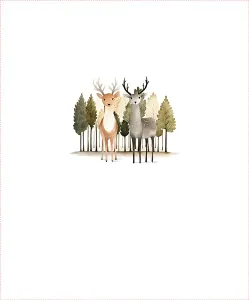 Teplákovina Takoy PANEL 50x60 cm maľované zvieratká akvarel jelene