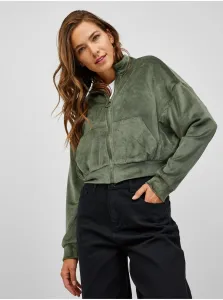 Green Womens Cropped Zipper Sweatshirt TALLY WEiJL - Women #732660