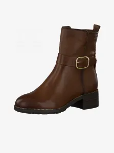 Brown Leather Ankle Boots Tamaris - Women