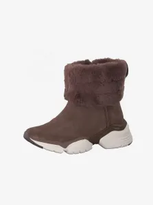 Burgundy Suede Winter Shoes Tamaris - Women #726204