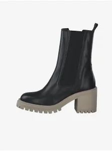 Black Women's Leather High Heel Boots Tamaris - Ladies #582691