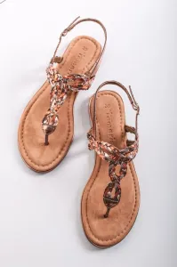 Bronzové kožené sandále 1-28155 #9598402